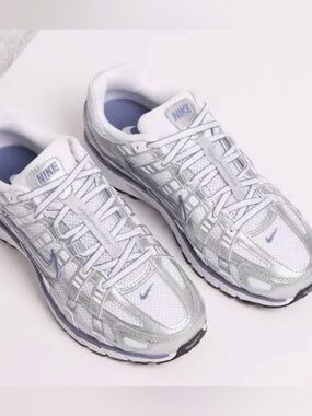 Nike P-6000 Women's Silver and White Mesh Running Sneakers